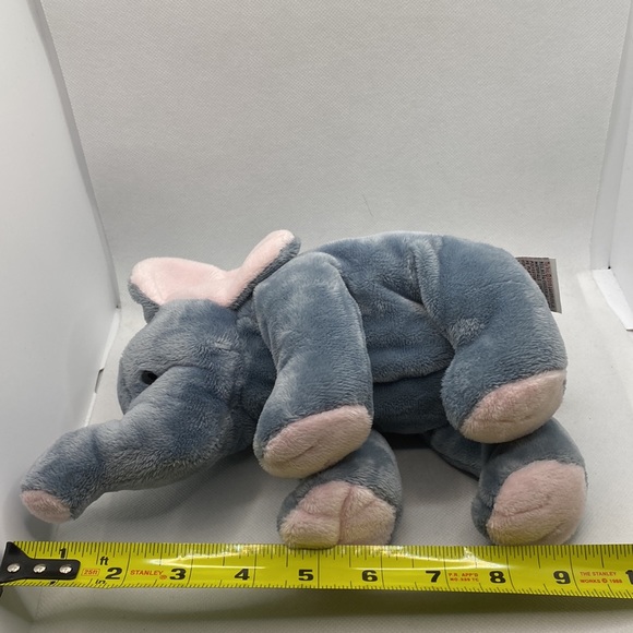 Ty Pluffies Winks The Elephant Tylux 9” Baby Plush Stuffed Animal Gray Pink - Picture 12 of 12